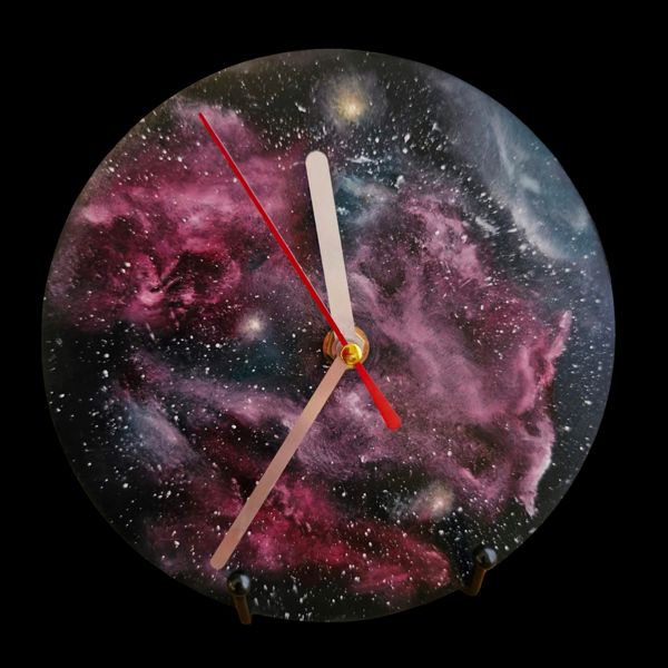 Time and Space Collection. Oil painted nebula that also tells the time.